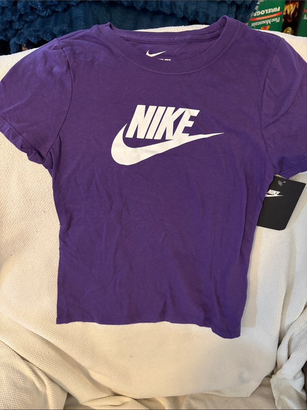Nike Purple Short Sleeve Logo Tee with White Swoosh